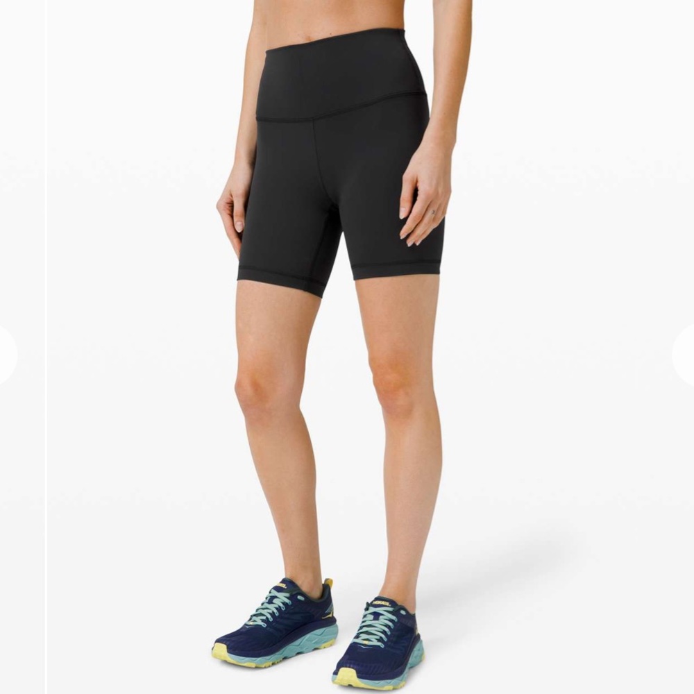 (8) Lululemon Wunder Train High-Rise Short 6" Black Medium Biker Athletic